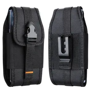 Vertical and Horizontal Style Phone Bag For iPhone 15 Pro Max Card Insert Oxford Nylon Fabric Leather Belt Clip Men's Waist Bag