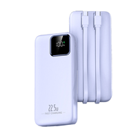 Batterie externe ultra-fine 10000mAh 22.5W PD QC à charge rapide avec écran LED, chargeur portable avec câble intégré et double lampe torche – Cadeau