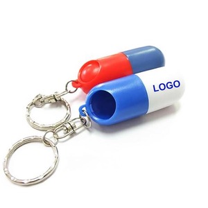 Promotional Plastic Keychain Pill Holder Medicine Container Fob Key Ring Travel Pill Box Case