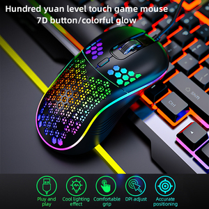 Hot Bán Tổ Ong RGB Gamer Chuột Máy Tính Chất Lượng Cao Trọng Lượng Nhẹ Ergonomics Có Dây Phát Sáng LED Chuột Chơi Game - Product Image 4