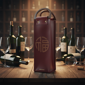Sacs à vin en cuir élément chinois vintage bouteille unique fourre-tout vin sacs de whisky sacs cadeaux d'alcool - Product Image 4