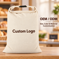 Sac à pain en coton personnalisé avec fermeture à boucle, pochette d'emballage de boulangerie réutilisable à enroulement, avec logo imprimé, commandes en gros OEM ODM