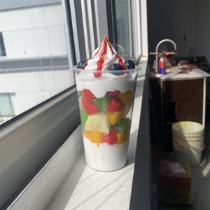 Gobelet Sundae aux fruits 16oz, crème glacée vanille, confiture chocolat-caramel, fraise, noix, myrtille pilée, smoothie santé, modèle d'aliments factices - Product Image 6
