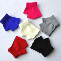 Gants sans doigts pour femmes et hommes Mitaines tricotées de couleur unie Mitaines d'hiver douces et chaudes Gants féminins de base unisexes Guantes