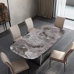 Ensemble table à manger haut de gamme 8 places dessus en marbre meubles de restaurant table à manger et ensemble de chaises pour 6 personnes - Product Image 5