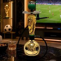 En stock : Ensemble de chicha moderne Golden Hercules Trophy avec base en forme de ballon de football en aluminium