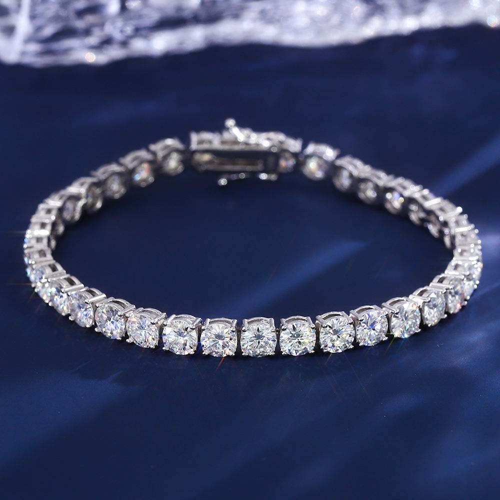 Bracelet tennis en argent 925 et moissanite, largeur 5 mm
