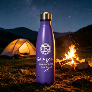 Bouteille d'eau Kangen en acier inoxydable de 500 ml avec logo personnalisé, couleur violette, pour le sport, la gym, portable, avec bouchon à vis - Product Image 3