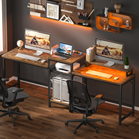 Bureau PC portable convertible pour 2 personnes, grande station de travail double pour jeux, table d'étude avec rangement et support d'imprimante