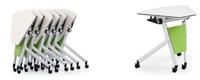 Chaise de classe personnalisable avec roulettes, design moderne, empilable, durable, ergonomique et réglable pour la formation, en forme d'éventail
