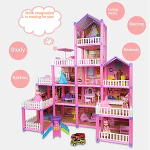 Mini Doll House Little Girls Funny House Child Pretend Play Plastic Doll House With Toys Furniture indoor 2023