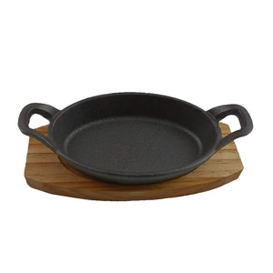 Cast Iron Teppanyaki Oval Grill Pan Double Handled Flat Bottom Durable Frying Pan For Steak Fish Cheese Grilling - Product Image 2