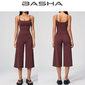 BASHAsports 新款瑜伽背心高腰速干七分裤聚酰胺纤维跑步户外瑜伽套装女式 - Product Image 1