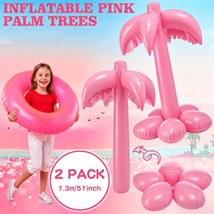 Lot de 2 palmiers gonflables géants roses de 51 pouces, grands palmiers en coque de noix de coco gonflables rose vif pour piscine, hawaïen luau, plage <span class=keywords><strong>d</strong></span>'été - Product Image 6