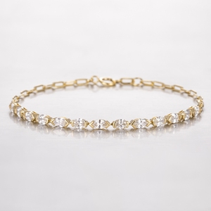 1.31ct ทองสีขาวล้วนยาว18K สร้อยข้อมือเทนนิสประดับเพชรทรงรีตัดจากห้องปฏิบัติการทรงรีสร้อยข้อมือเทนนิสเพชรทรงรี - Product Image 1