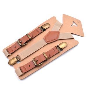 Bretelles pour enfants, garçons, style vintage, marron, 3 clips, bouton, pour pantalon, filles, bretelles en cuir élégantes, noir, bretele - Product Image 5