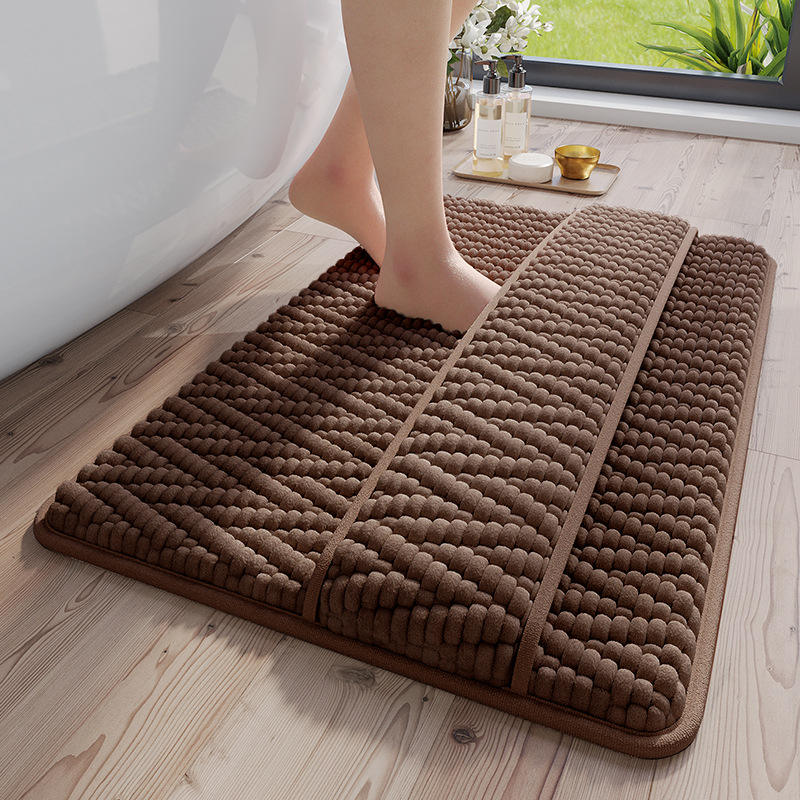 Alfombra de baño de terciopelo de algodón Cloud - mejorada con respaldo adicional y fibra de palma texturizada