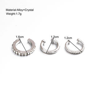 Ensemble de 3 boucles d'oreilles délicates en zircon, boucles d'oreilles à clip mignonnes, boucles d'oreilles à clip pour femmes, sans perçage, <span class=keywords><strong>faux</strong></span> cartilage d'<span class=keywords><strong>oreille</strong></span> pour femmes, nouveaux bijoux tendance - Product Image 3