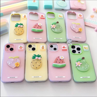 Pêche Pastèque Ananas Fruit Conception Dessin Animé Mignon Femmes étui pour iphone 17 16 15 14 13 12 11 Pro Max Plus 3D Gelée Couvre