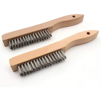 Brosse à gratter ergonomique en forme de S avec manche en bois de hêtre et poils en acier inoxydable de qualité supérieure, outil manuel pour le polissage intensif des métaux
