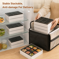 Boîte à gâteau, sandwich, fruits, dessert, multi-compartiments, jetable, écologique, avec couvercle transparent, en carton, pour emporter, emballage pour la restauration
