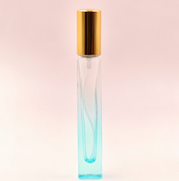 Flacon en verre carré de 10 ml à dégradé de couleurs, tendance, avec pulvérisateur pour emballage de parfum, flacon vide en verre de luxe