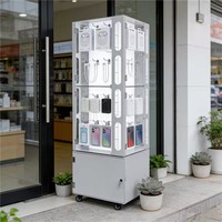 Tinya vloerdisplayrekken LED telefoonopladers hoofdtelefoons accessoires 360 graden draaibare USB-kabels standaard voor winkel winkelcentrum
