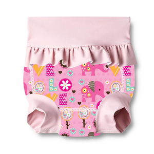 Couche de bain réutilisable pour enfants de haute qualité avec imprimé d'éléphant rose, couche de bain pour bébé, couche de bain pour nourrissons, bébés filles, pantalon de bain en néoprène - Product Image 1