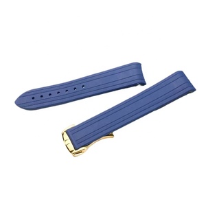 Bracelet en caoutchouc de luxe <span class=keywords><strong>bleu</strong></span> noir 20mm pour montre sea master fermoir déployant en or rose noir bracelet de montre en silicone incurvé - Product Image 4
