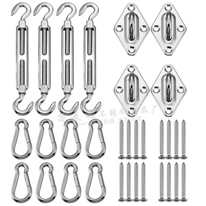Stainless Steel Turnbuckle Hook <b>Set</b> With Eye Plates And <b>Screws</b> For Sun Shelter Accessories - Product Image 1