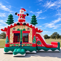 Château gonflable de Noël Ceyu avec toboggan, en PVC commercial, thème Père Noël, pour enfants, idéal pour les fêtes et événements, fournisseur de location