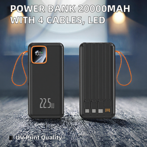 Batterie externe promotionnelle 20000mAh avec 4 câbles intégrés, chargeur portable, lampe torche LED, USB C PD 22.5W, charge rapide - Product Image 2