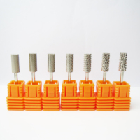 Fraise à ongles professionnelle en carbure de silicium de haute qualité, tête plate 3/32 po, argentée/dorée, grande et lisse, pour perceuse électrique Dremel