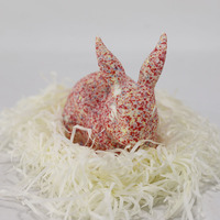 Objets décoratifs pour la maison roses de conception de lapin de Pâques en céramique d'art moderne