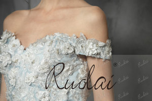 Ruolai LWC6738 a spalla Off 3D fiori tubino abito di <span class=keywords><strong>pizzo</strong></span> con gonna rimovibile abito lungo <span class=keywords><strong>da</strong></span> sera - Product Image 6