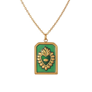 罗燕时尚18k镀金不锈钢项链，带塔罗牌吊坠链扣 - Product Image 2