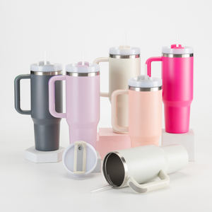 Commercio all'ingrosso vetro sottovuoto in acciaio inox 40oz tazza Tumbler con manico e paglia - Product Image 2