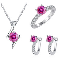 Conjunto de Joyería de Moissanita Certificada GRA, Plata de Ley 925, Anillo de Boda para Mujer, Pendientes, Collar de Cadena con Dijes de Moda