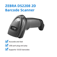 Escáner de Código de Barras y Códigos QR ZEBRA DS2208 USB con Cable, Compatible con Cajas Registradoras de Supermercado, 1D 2D CMOS, Negro, 1 Año de Garantía