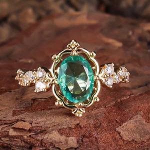 ジュエリーファッションカラフル宝石誕生石Claddaghリング高級ブリリアントマリッジクラウン結婚式女性用 - Product Image 5