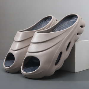 Pantoufles EVA pour hommes, semelle épaisse, sandales à une sangle, respirantes, antidérapantes, chaussures de plage et de camping, taille 40-45, blanc, beige, gris, bleu - Product Image 2