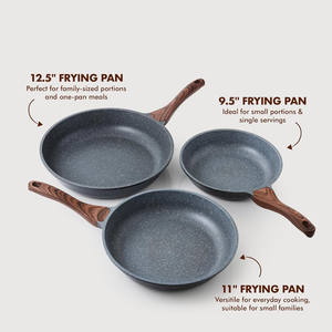 Ensemble de casseroles à induction avec poêle antiadhésive en aluminium Ford, manche en bois et couvercle en verre, wok pour la cuisson - Product Image 5