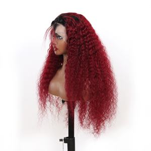 Parrucche in Capelli Umani con Pizzo 13x4 per Donne, Ricci Acqua Colorati 99j Borgogna, <span class=keywords><strong>Parrucca</strong></span> HD con Pizzo 13x6, Onda Profonda <span class=keywords><strong>Rossa</strong></span> Colorata - Product Image 5