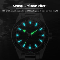 Montre mécanique automatique NH35 avec logo personnalisé, verre saphir, boîtier en acier inoxydable, bracelet sport, aiguilles lumineuses, étanche 200m