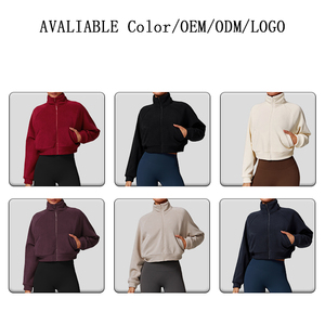 Veste d'Hiver Chaude à Fermeture Éclair pour <span class=keywords><strong>Femme</strong></span>, Vêtement de Yoga et de Course, Haut Coupe-Vent, Manteau de Sport et Fitness en Velours Doublé - Product Image 2