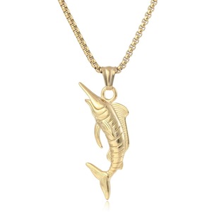 Yunnique Swordfish Animal Zodiac <b>Titanium</b> Steel Steel Gold Unisex Necklace Gift Fashion Sweater <b>Chain</b> Accessory - Product Image 4