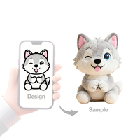 Peluche loup en peluche super douce au design personnalisé avec rembourrage en coton PP, style anime, peluche anti-stress
