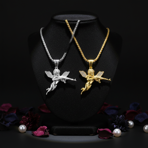 Nuevo Collar con Colgante de Ángel <span class=keywords><strong>Vengador</strong></span>, Joyería Hip-Hop, Acero Inoxidable, Chapado en Oro, con Diamantes Incrustados - Product Image 6