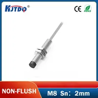 Capteur de Proximité KJT M8 Sn 2mm, Détection Inductive Non Encastrée, PNP NPN Normal Ouvert/Fermé, Câble 2m, IP67/IP68/IP69