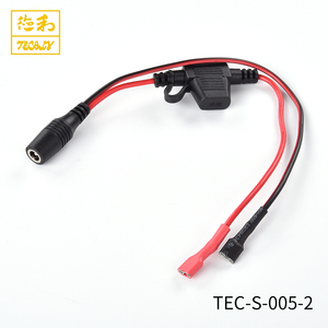 Câble d'alimentation Offre Spéciale 28Awg torsadé 2F 1500Mm avec porte-fusible DC5.5X2.1 1A 250 Flag Slip-On Rec Terminal PVC Shrink Tube - Product Image 2